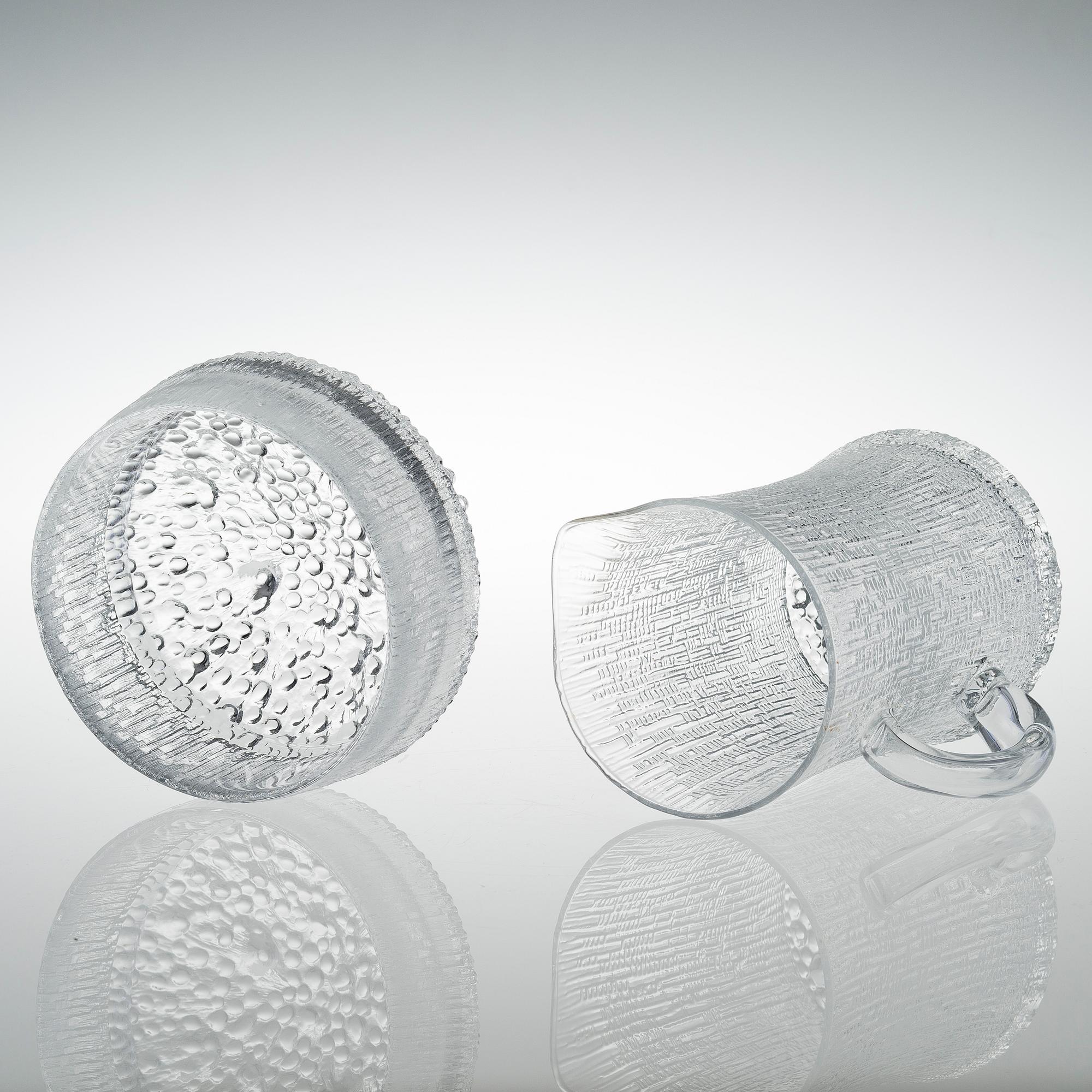 TAPIO WIRKKALA KANNA OCH SKÅL av glas, "Ultima Thule", Iittala.