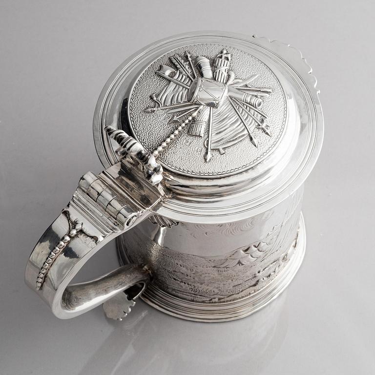 John Jackson, dryckeskanna, silver, London 1698-1699.
