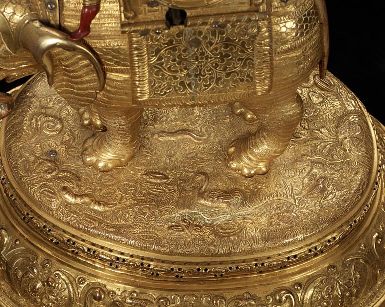 An important South German late 16th century gilt copper and bronze elephant automaton figure clock.