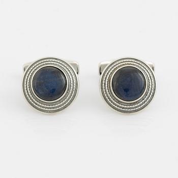 Kalevala koru, silver and labradorite cufflinks.