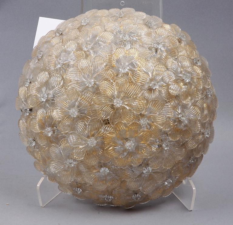 TAK OCH VÄGGARMATURER, 2 delar, glas. Murano, Italien.