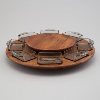 A teak and glass 'lazy Susan, Digsmed, Denmark.