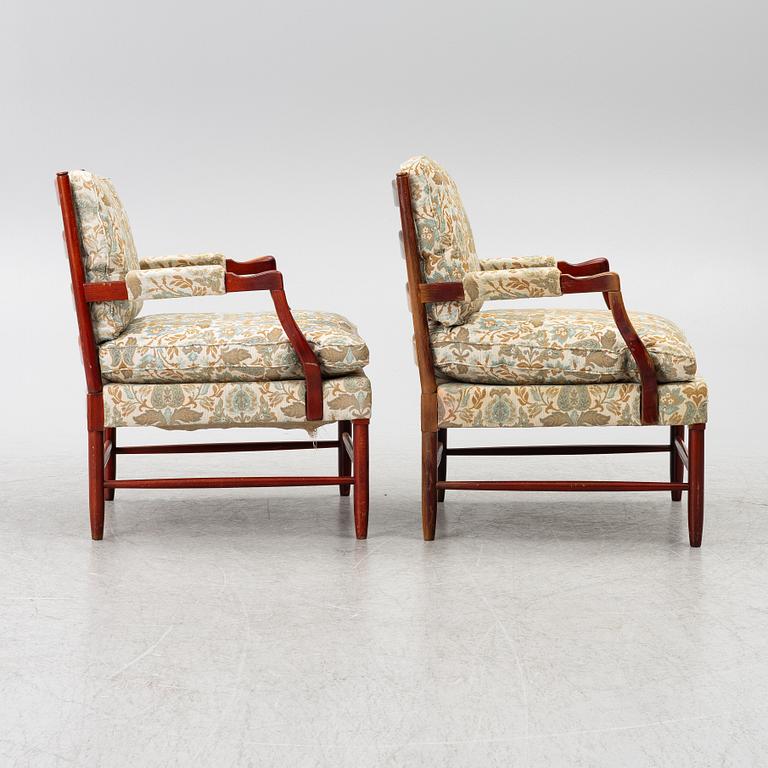 Armchairs, a pair, so-called Gripsholm chairs, second half of the 20th century.
