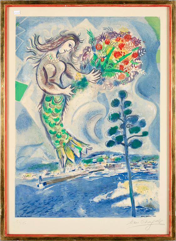 MARC CHAGALL, efter, färglito av Charles Sorlier, sign o numr med blyerts 56/150.