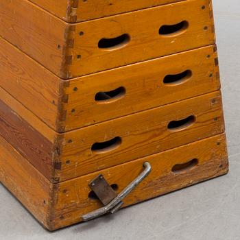 A circa 1950s gymnastics plinth.