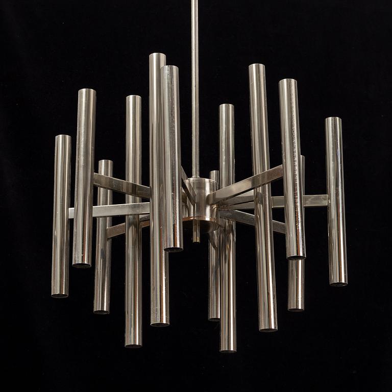 A chrome ceiling light, 1960's/70's.