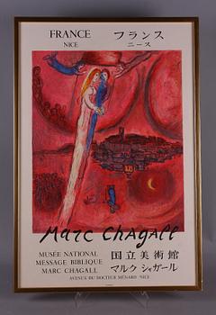 Marc Chagall · MARC CHAGALL, efter, utställningsaffisch, Mourlot, Frankrike.