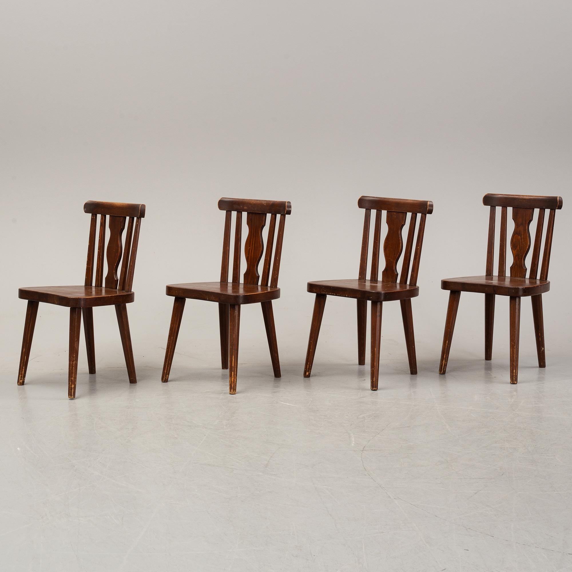 A set of four pine chairs, 1930's-40's.