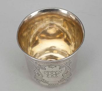 BÄGARE,  silver, Gustav Lindell/Kustaa Hiekka (1879-1899), Tammerfors 1881. Tot. vikt ca 53,6 g.