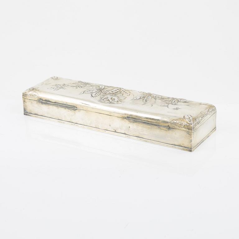 An early 20th century silver plated box, Art Nouveau, Orivit Metallwarenfabrik, Germany.