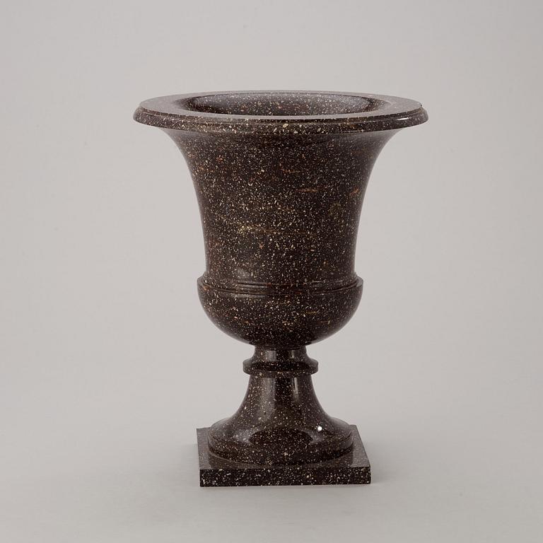 A Swedish Empire 19th century porphyry urn.