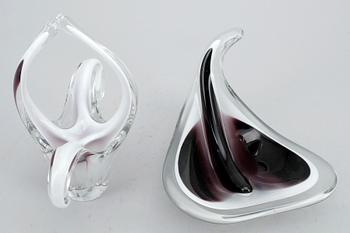 VAS samt SKÅL, glas, "Coquille",  Paul Kedelv, Flygsfors, 1950-tal.