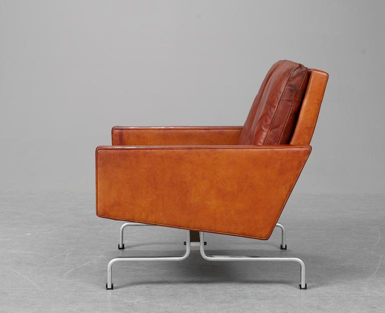 A Poul Kjaerholm brown leather and steel armchair "PK-31", E Kold Christensen, Denmark, 1960's, maker's mark in the steel.