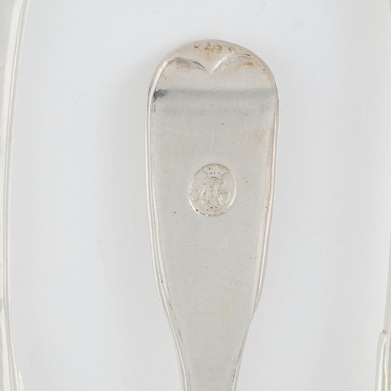 Bordsskedar, 12 st, silver, Carl Magnus Ryberg, Stockholm, 1806.