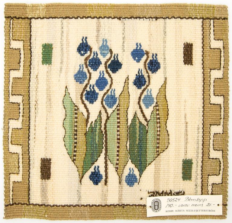 Märta Måås-Fjetterström, tapestry, "Flower Panel", tapestry technique, approx. 27.5 x 29 cm, signed AB MMF.