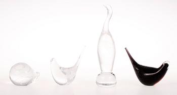 FIGURINER, 4 st, glas, Vicke Lindstrand, Kosta.