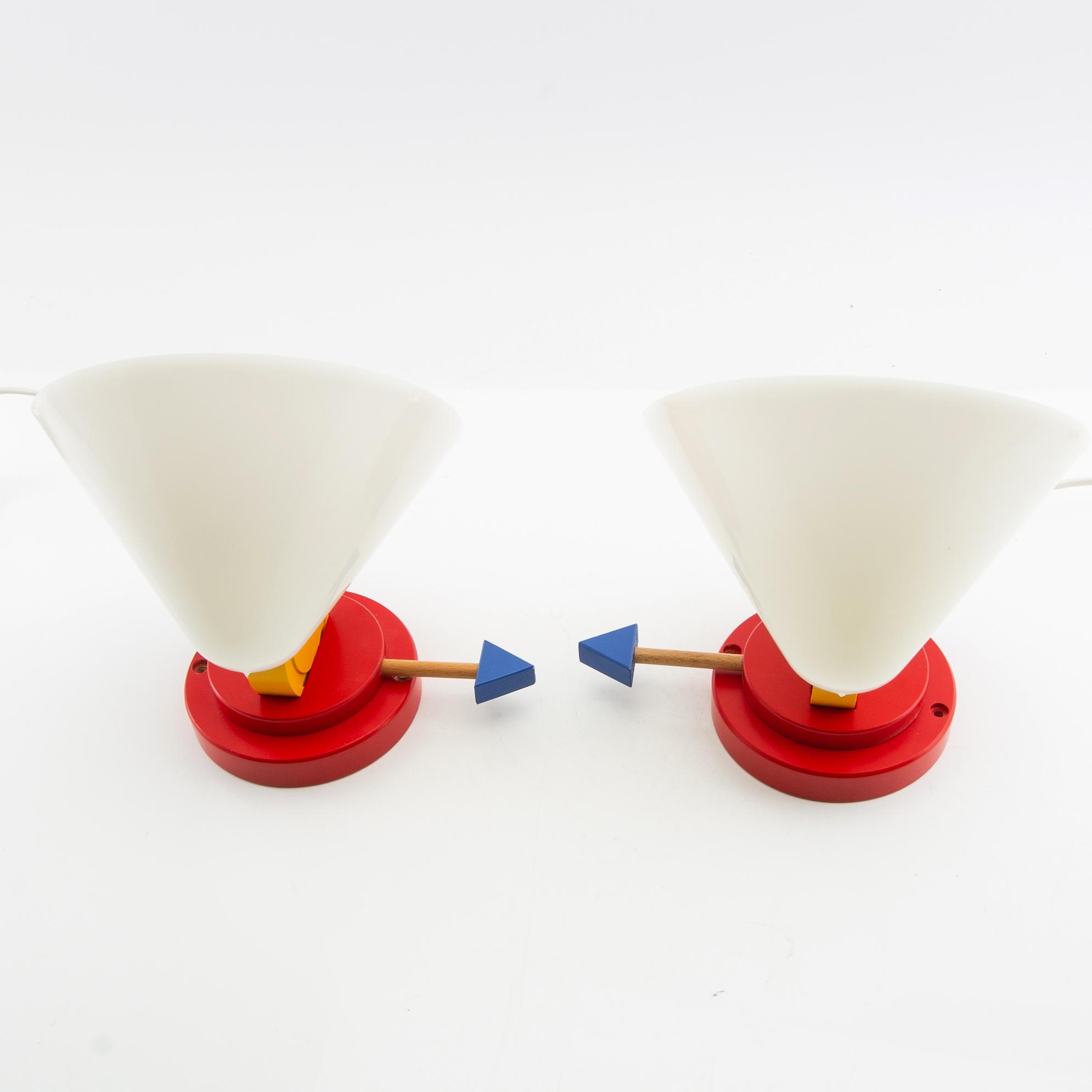 Ettore Sottsass, Wall lamps, a pair, "Stoja", IKEA, 1980s.