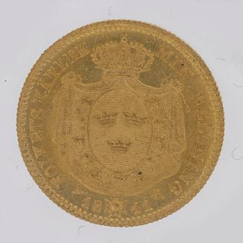 A gold 1 ducat coin Karl XIV Johan of Sweden, 1841.
