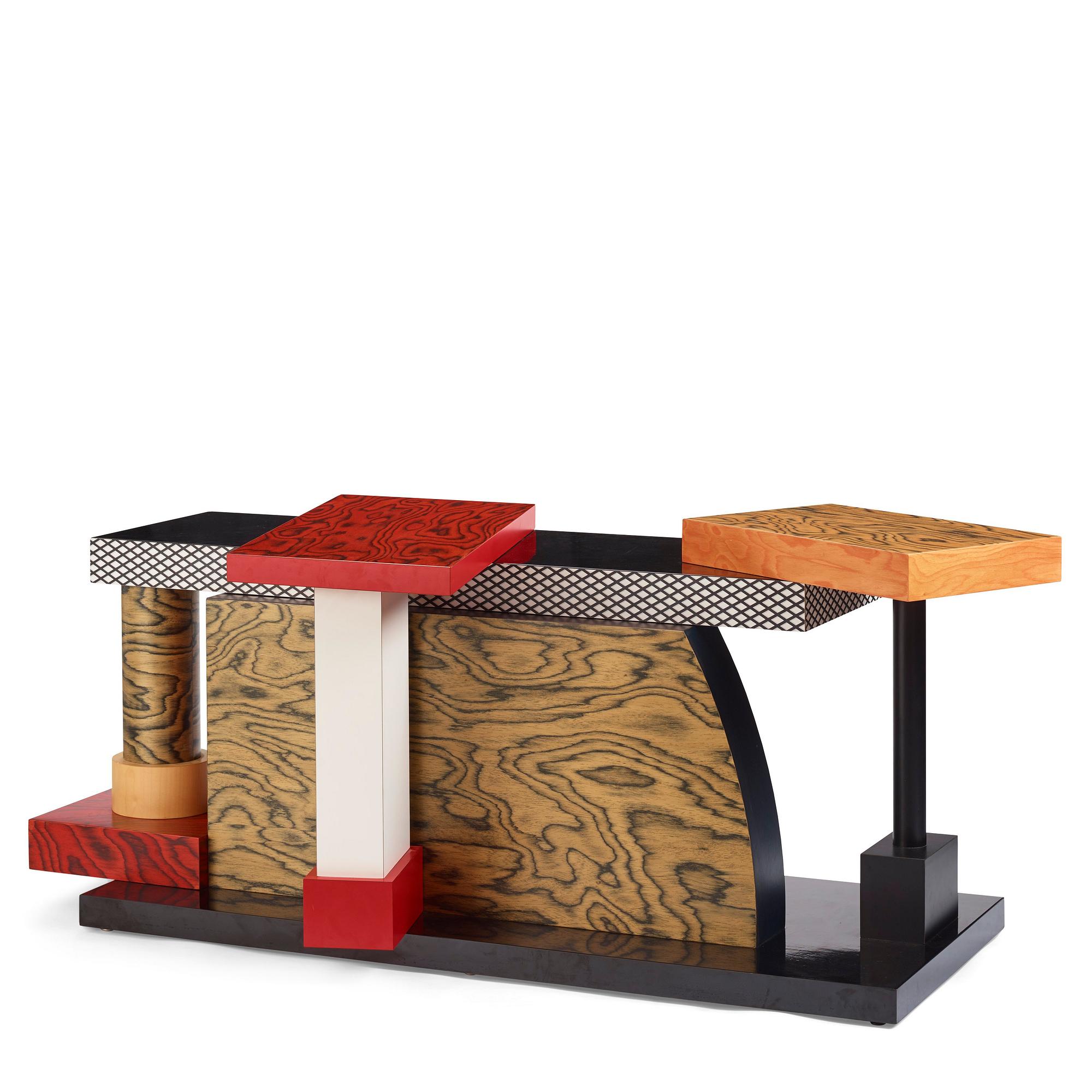 Ettore Sottsass, a "Tartar" console, Memphis, Italy, post 1985.