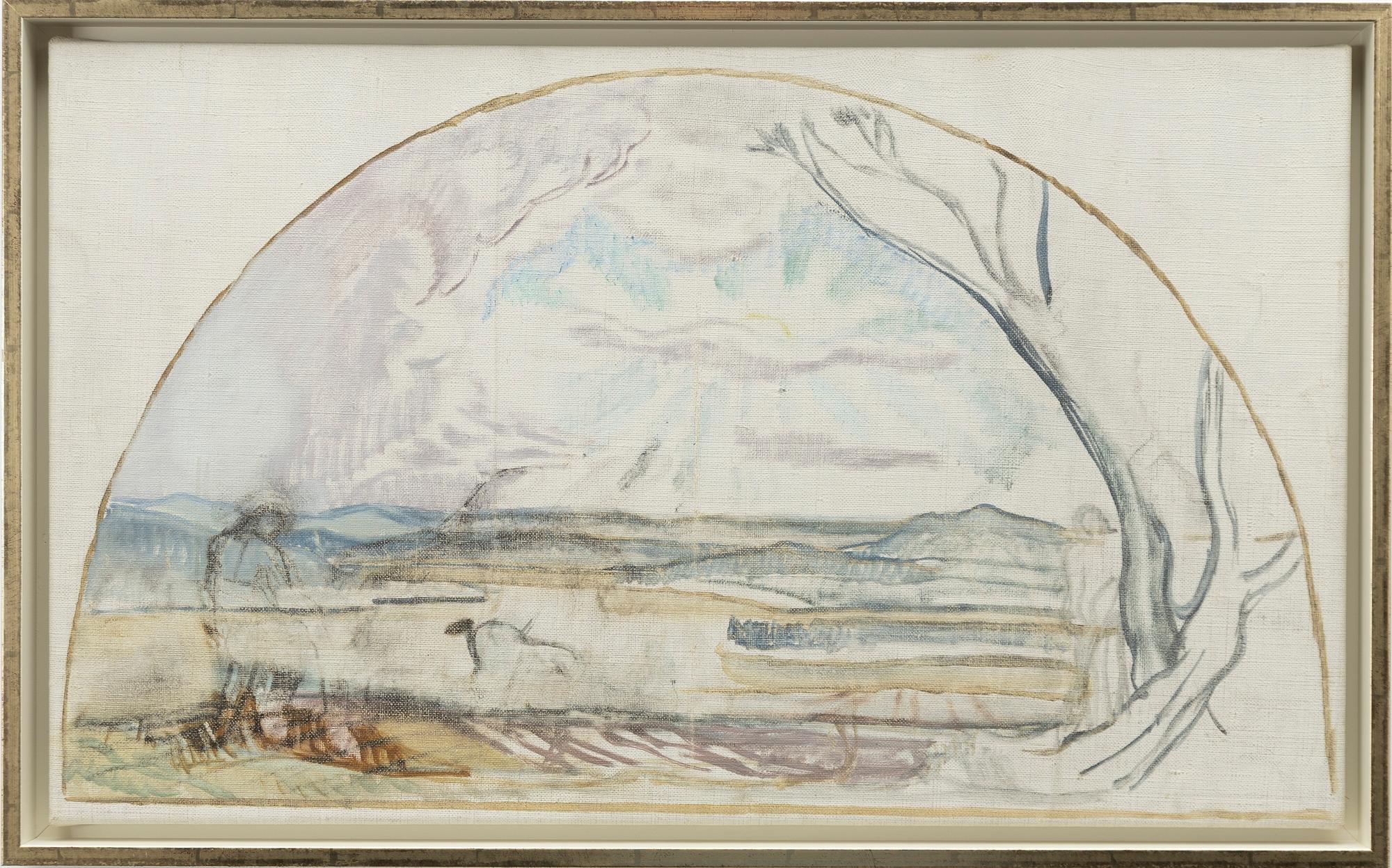 Axel Törneman, Mountainous landscape with figures in the foreground.