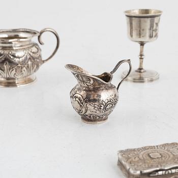 Nine pieces of silver, mostly english, including Holland, Son & Slater (John Aldwinckle & James Slater), London, 1882.