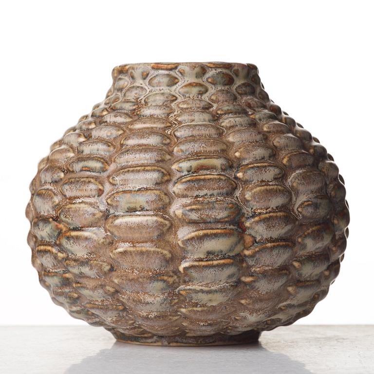 Axel Salto, a stoneware "budding style" stoneware vase, Denmark, dated 2/8 1933.