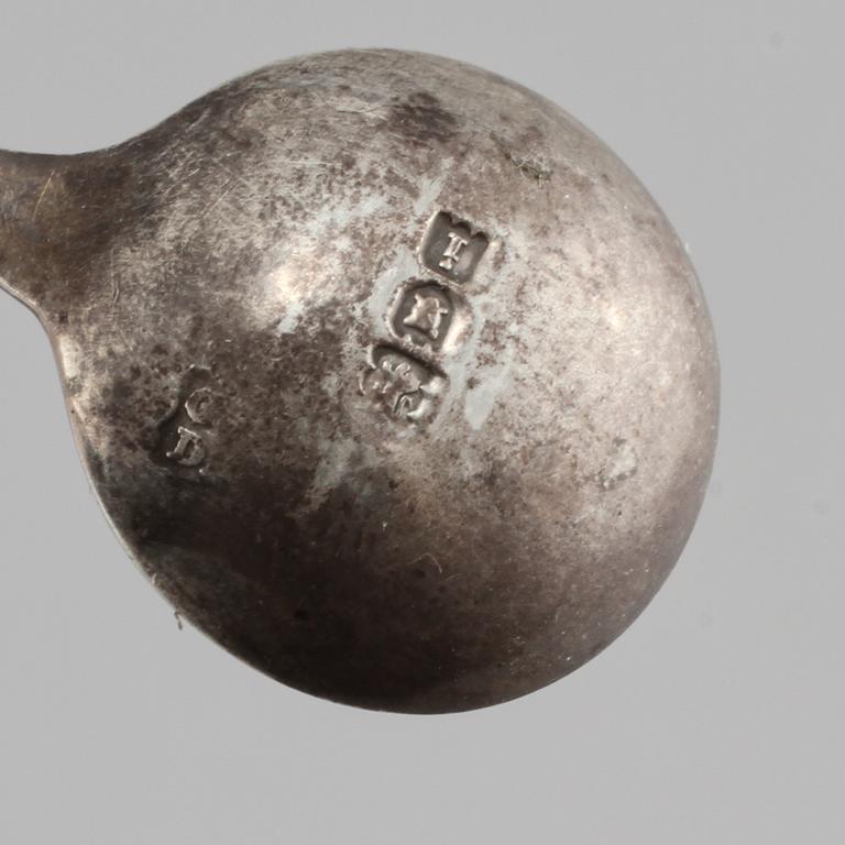 PARTI SILVER, 5 delar, mestdels England, 1800/1900-tal. Vikt 170 g.