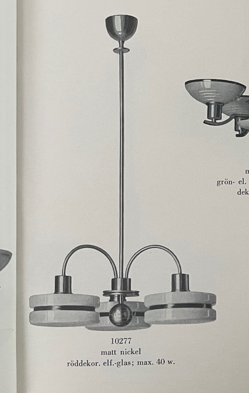 Harald Notini, a model "10277" ceiling lamp, Arvid Böhlmarks Lampfabrik, Stockholm, 1930s.