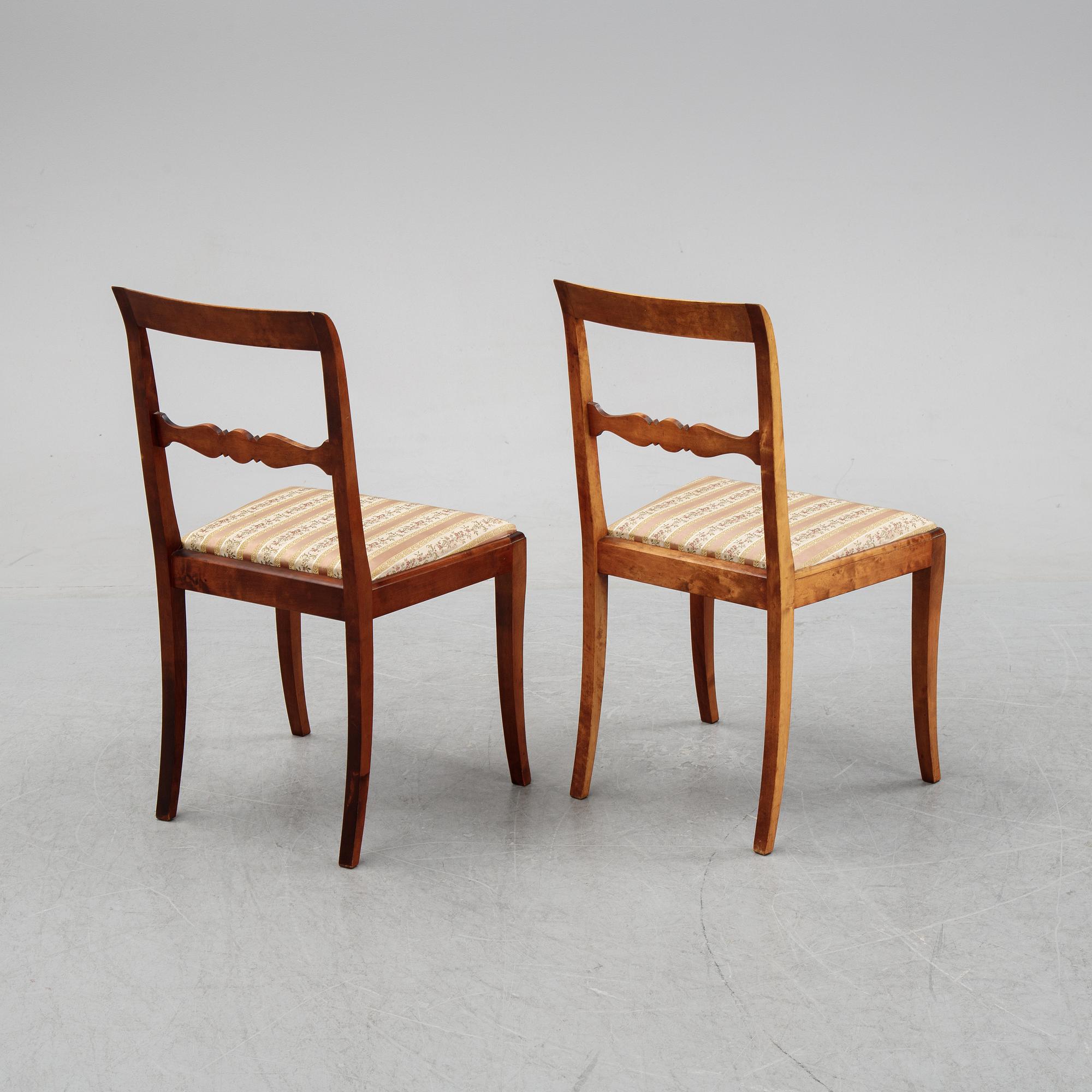 A set of eight stained birch chairs, mid 19th Century.