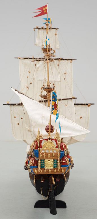 FARTYGSMODELL, trä och textil, 1900-talets mitt.