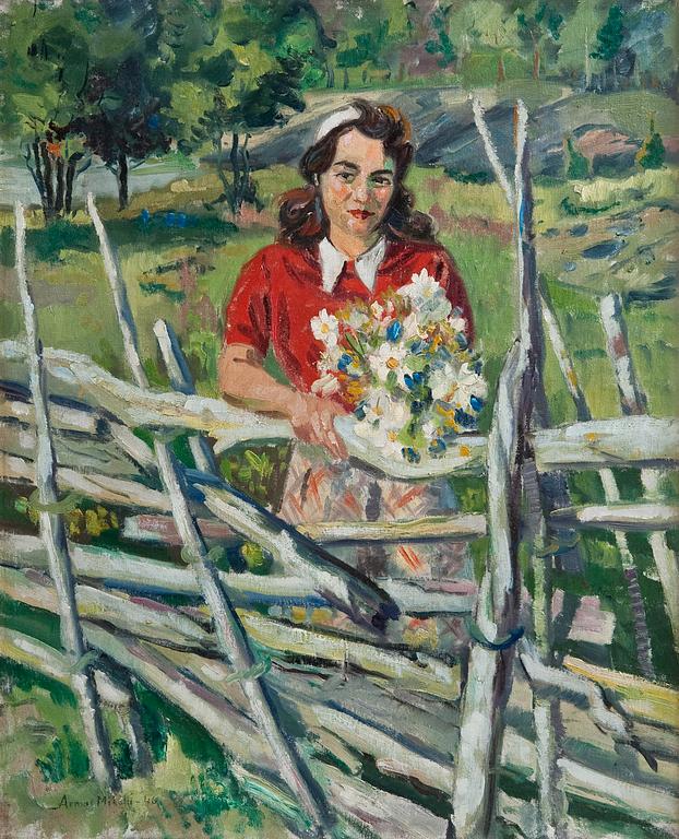 Armas Mikola, GIRL WITH FLOWERS.