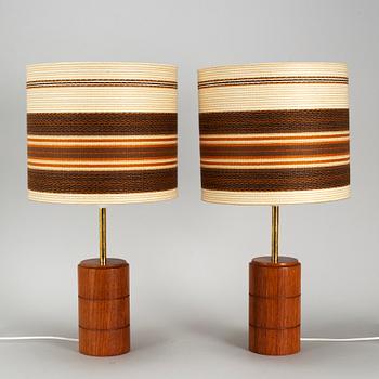 A pair of teak table lights, 1960's.