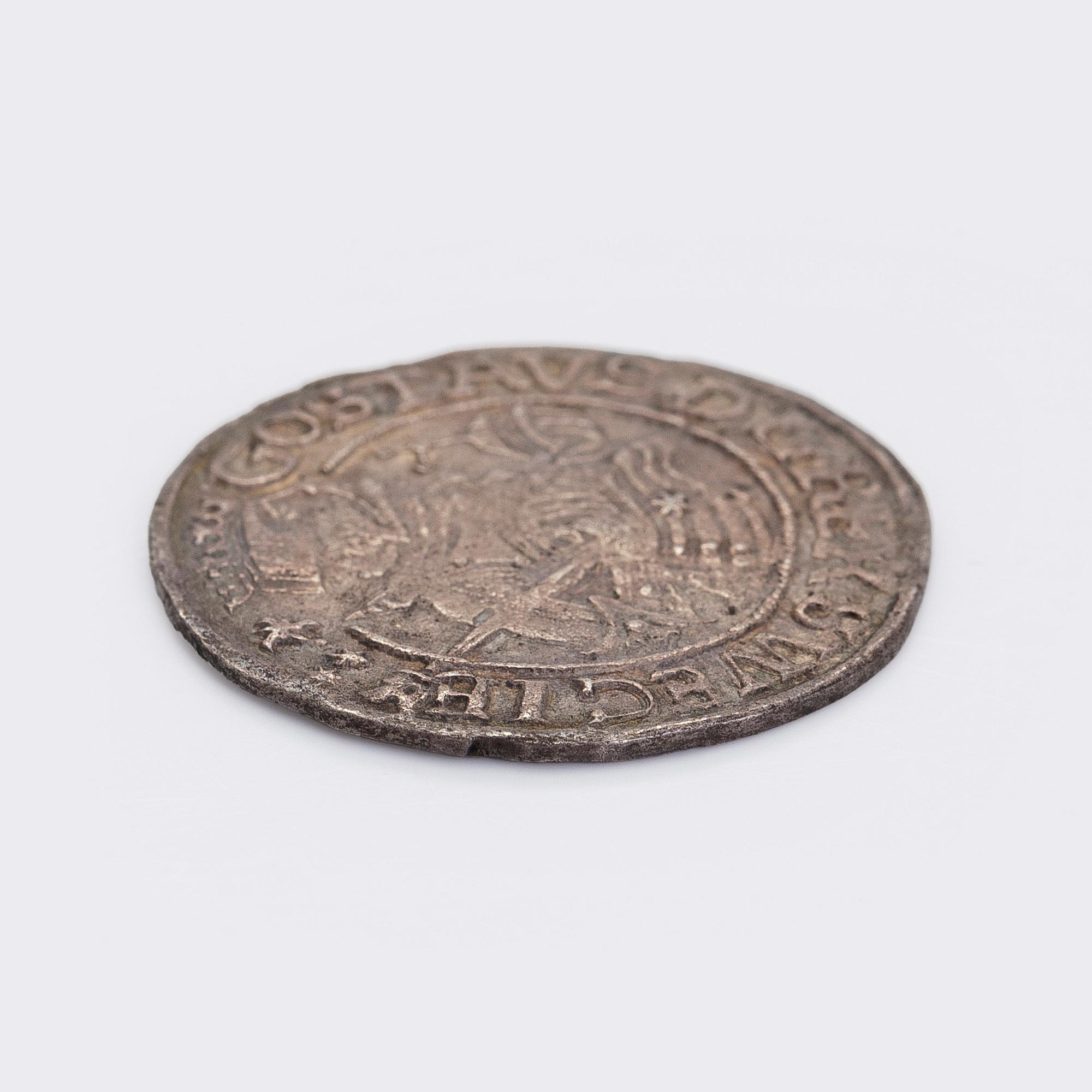 Coin, 1/2 mark, king Gustav Vasa, silver 1536-1560.