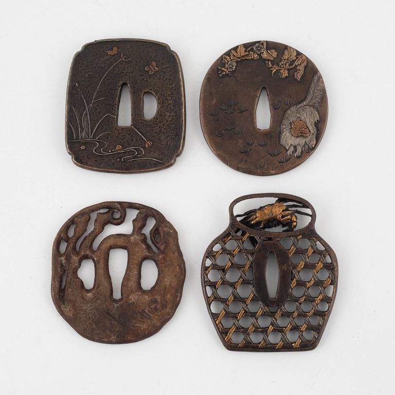 A group of four South Eastasian tsubas, 19th/20th century.