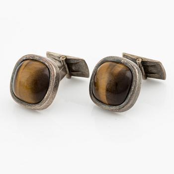 Arvo Saarela, cufflinks, silver with tiger's eye.