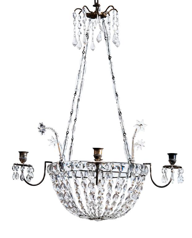 A CUT-GLASS CHANDELIER.
