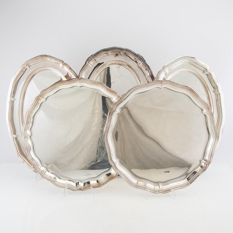 Trays/Serving platters including GAB silverplate, first half of the 20th century.