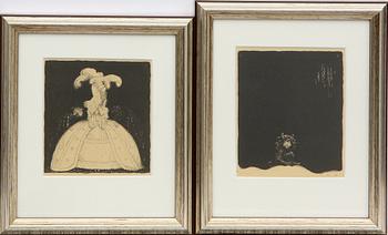 John Bauer · JOHN BAUER, 2 st, litografier, "Humpe" och "Två friare" ur sviten Troll.