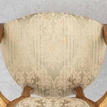 Soffa, 2 karmstolar, bord, gustaviansk stil, 1900-tal.