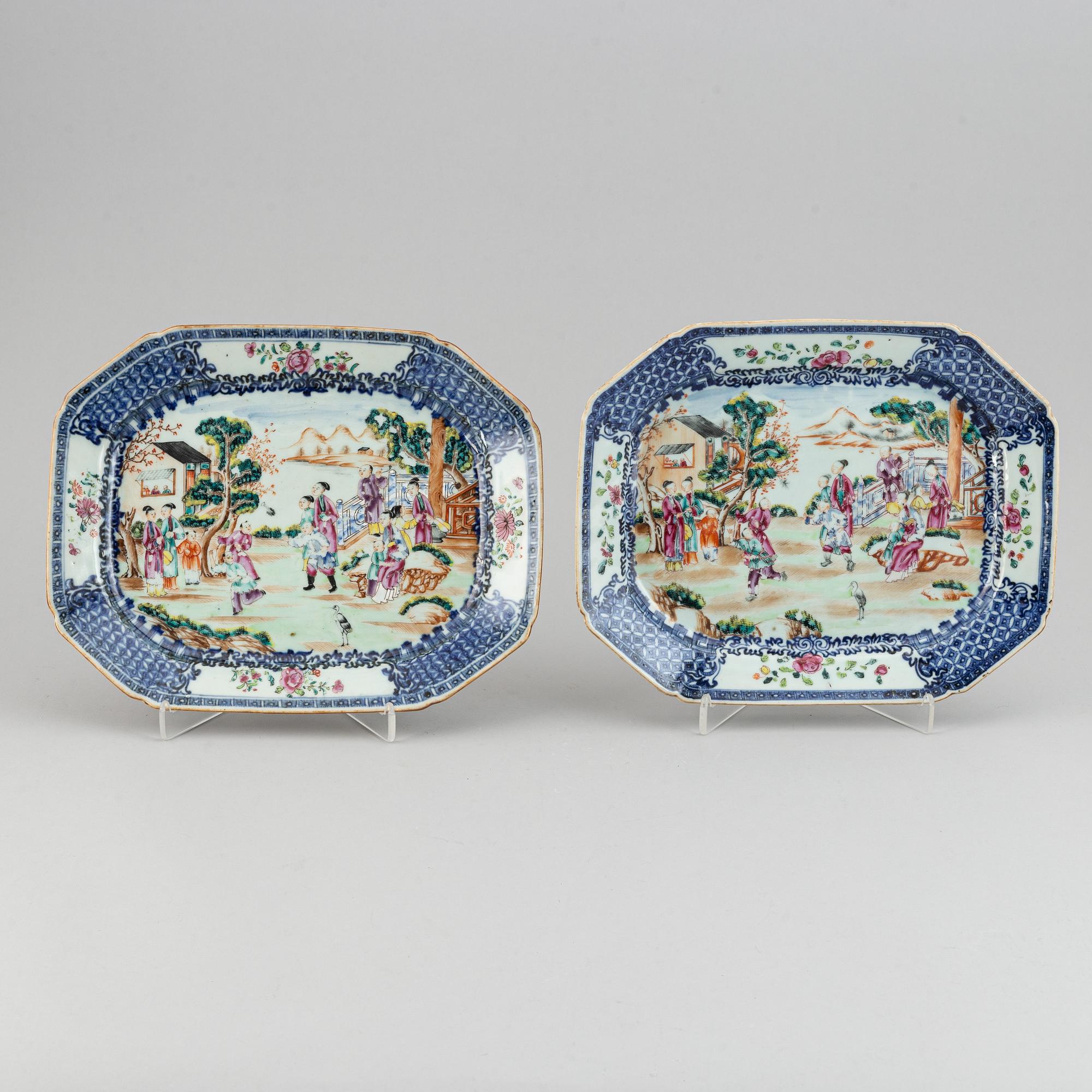 A pair of famille rose serving dishes, Qing dynasty, Qianlong (1736-95).