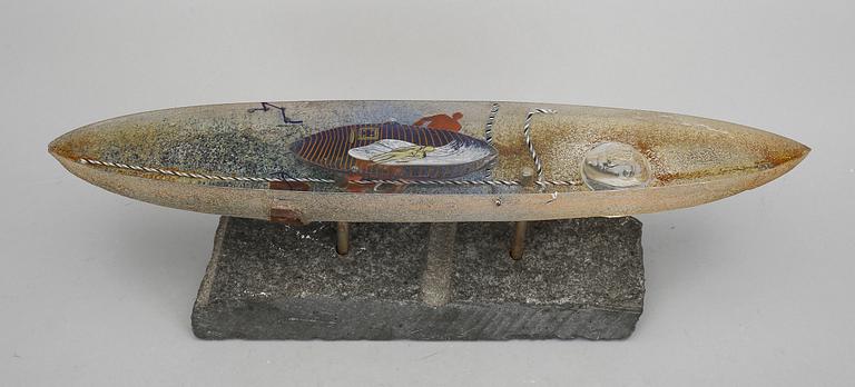 BERTIL VALLIEN, skulptur/båt, Kosta Boda, unik.