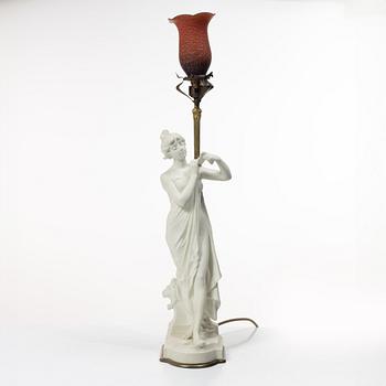 Bordslampa, parian och mässing, 1916.