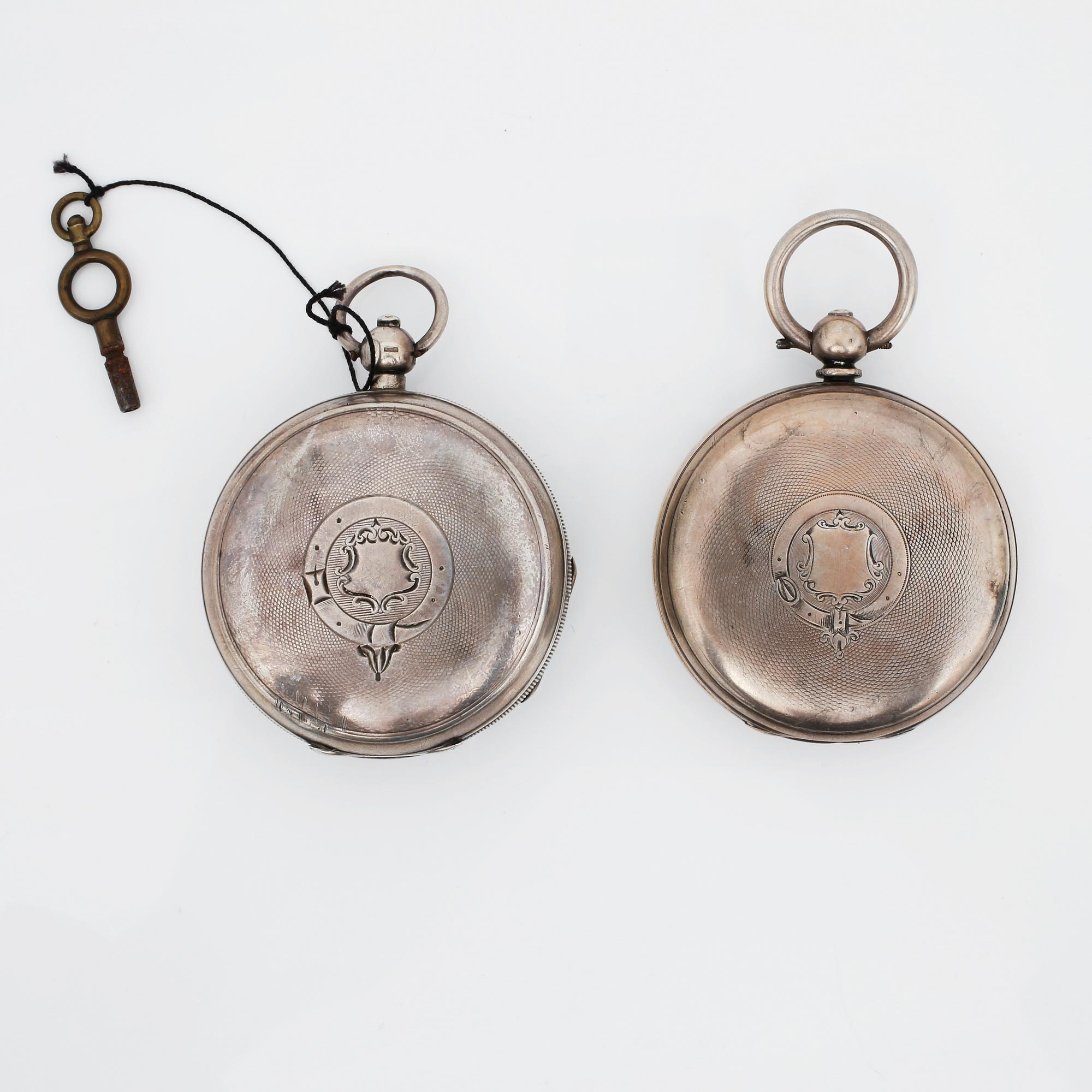 FICKUR, 2 st, silver, Storbritannien, sent 1800-tal/ tidigt 1900-tal. Vikt ca 265 g.