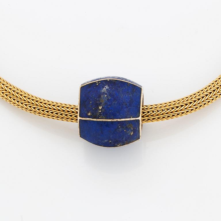 Collier 18K guld, hänge med lapis lazuli medföljer.
