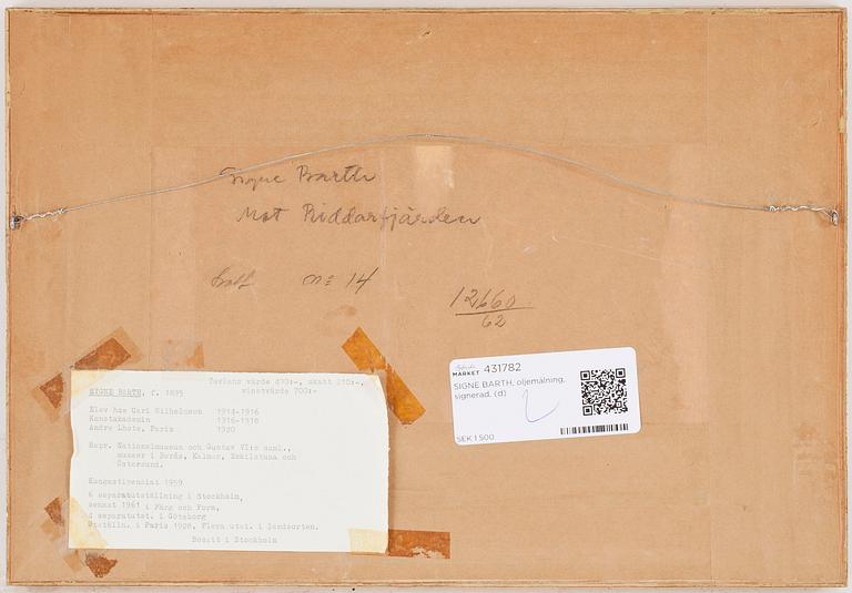 SIGNE BARTH, olja på pannå, signerad och daterad -61.