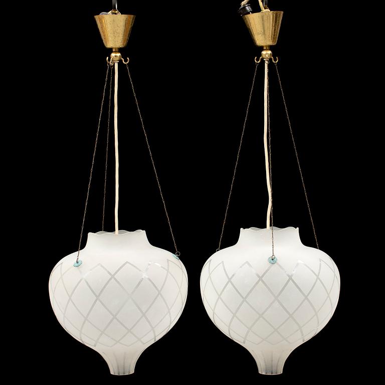 A pair of ceiling lights, probably 1940s.