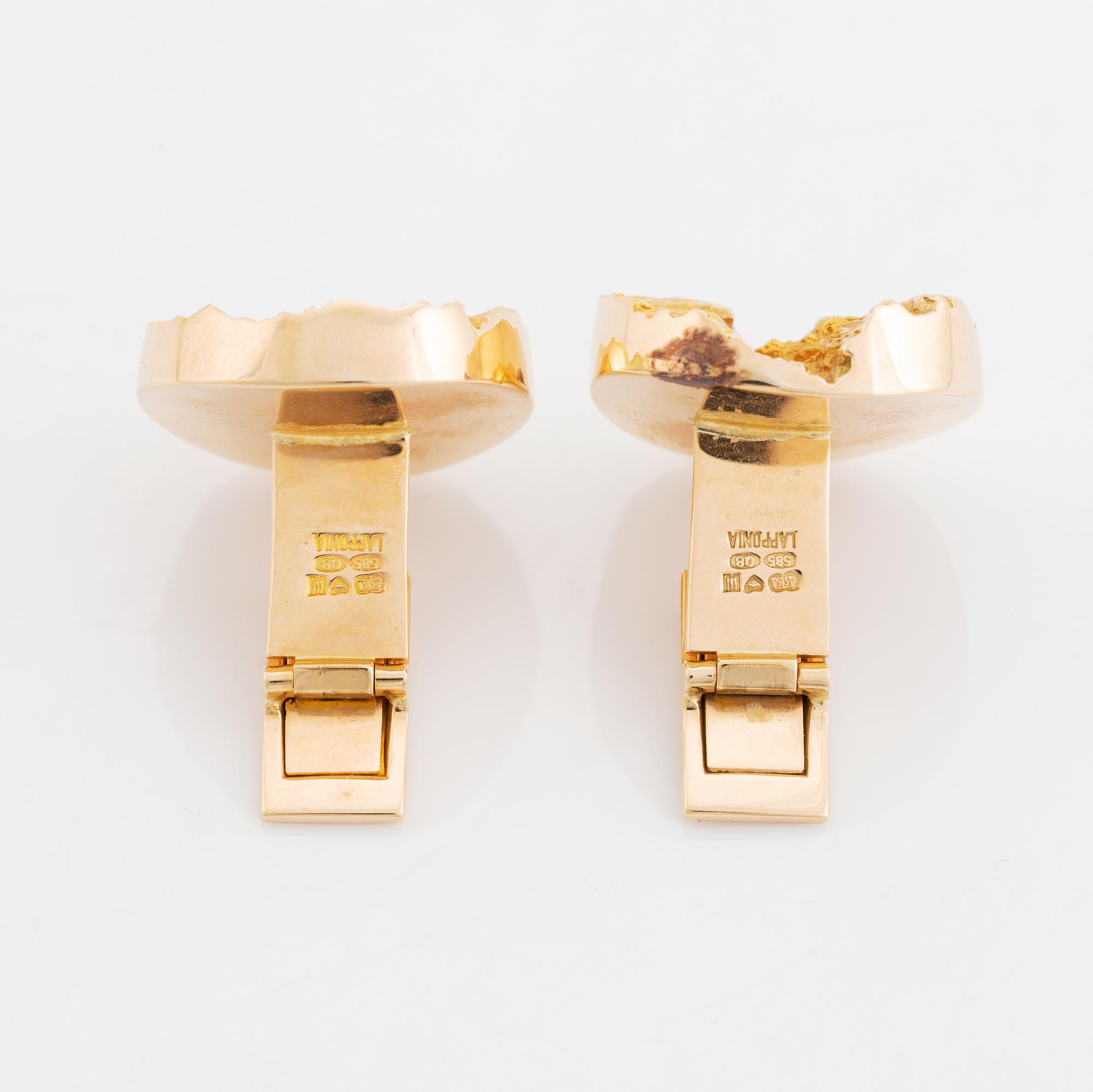 Björn Weckström, 14K gold cufflinks, Lapponia 1993.