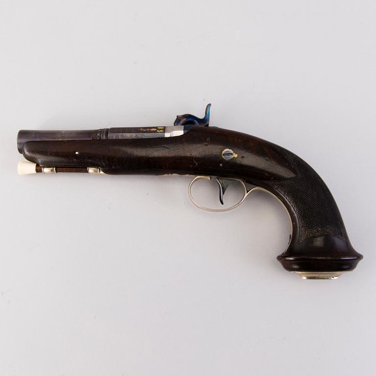PERCUSSION LOCK PISTOL, mid 19th century.