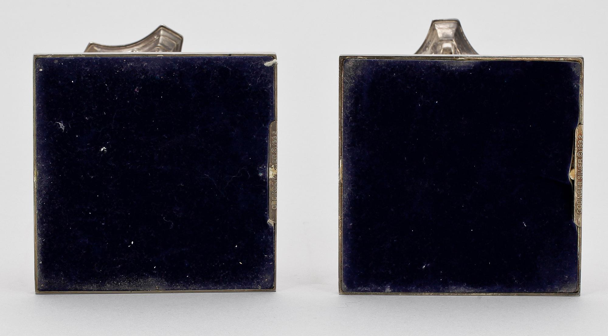 LJUSSTAKAR, ett par, nysilver, empirestil, Godinger Silver, USA, 1992.