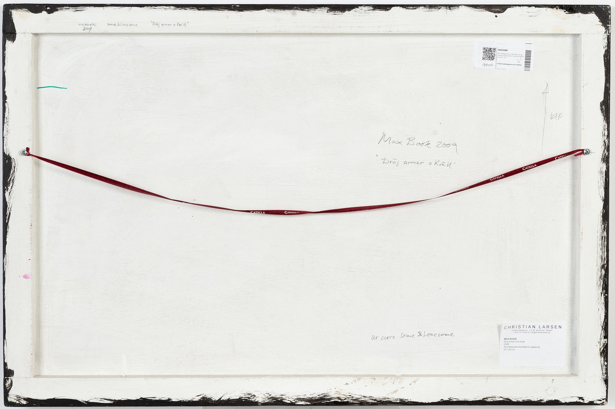 Max Mikael Book, mixed media on panel signed 2009 verso.